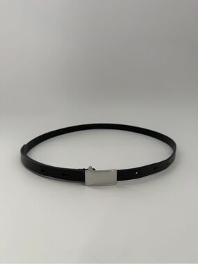 Cos Bar Detail Slim Leather Black Silver Bar Belt
